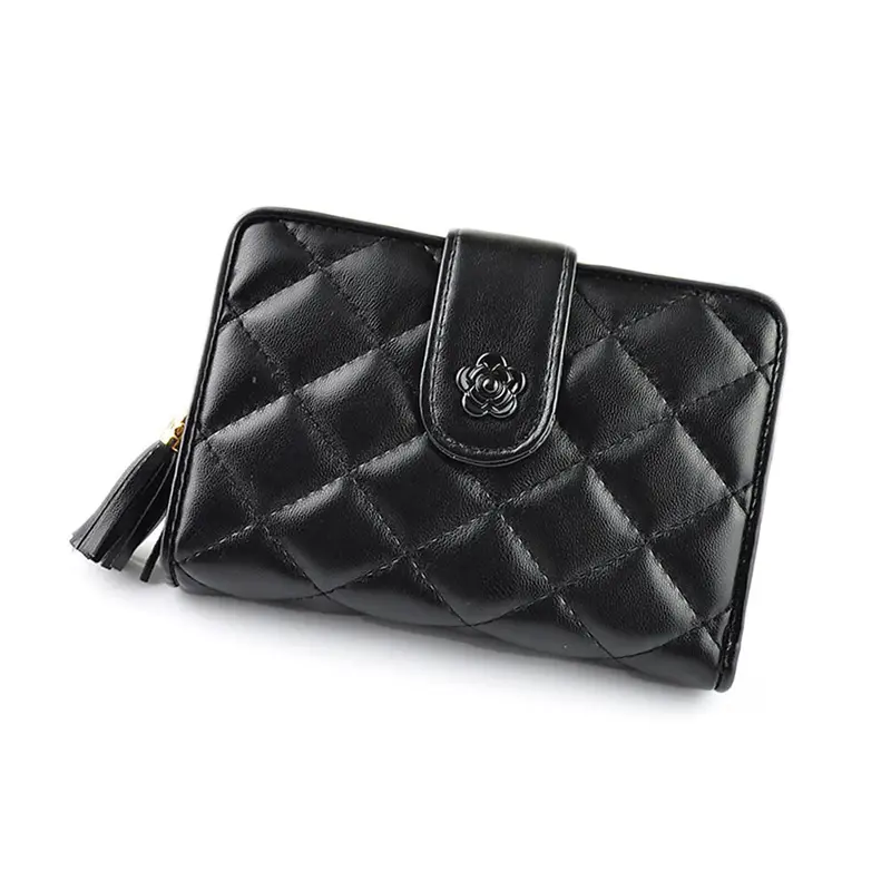 Women Zipper Drawstring Grid Purse Clutch Wallet Bag Card Holder Hbags 1