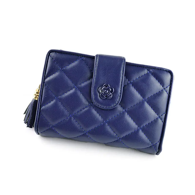 Women Zipper Drawstring Grid Purse Clutch Wallet Bag Card Holder Hbags 2