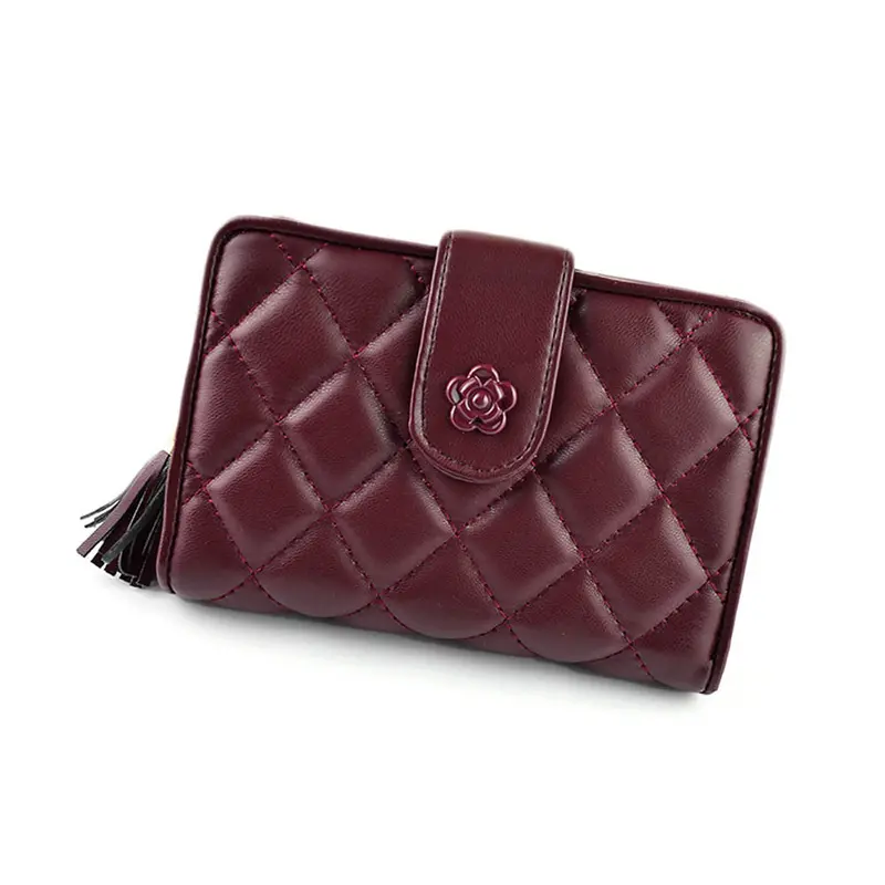 Women Zipper Drawstring Grid Purse Clutch Wallet Bag Card Holder Hbags 3