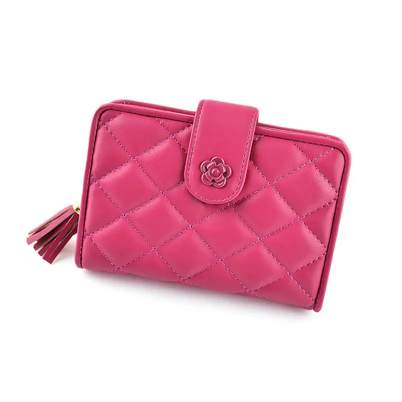 Women Zipper Drawstring Grid Purse Clutch Wallet Bag Card Holder Hbags 4