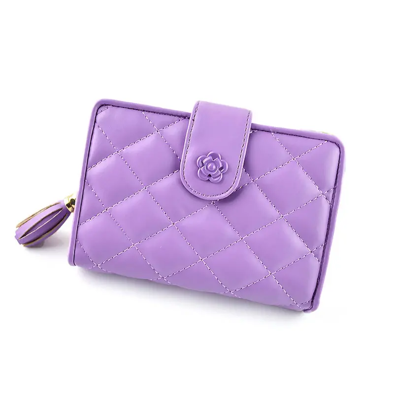 Women Zipper Drawstring Grid Purse Clutch Wallet Bag Card Holder Hbags 6