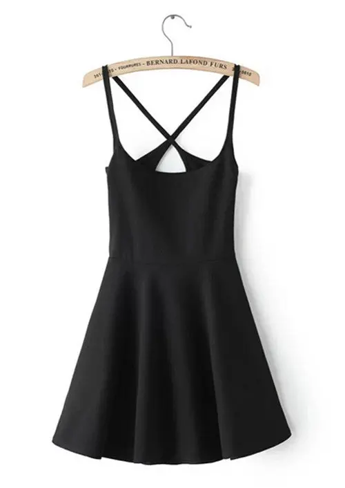 Women's Aa Sexy Beach Cross Spaghetti Strap Sling High Waist Dress Backless Off Shoulder Ball Gown Dresses Slim Dress 1