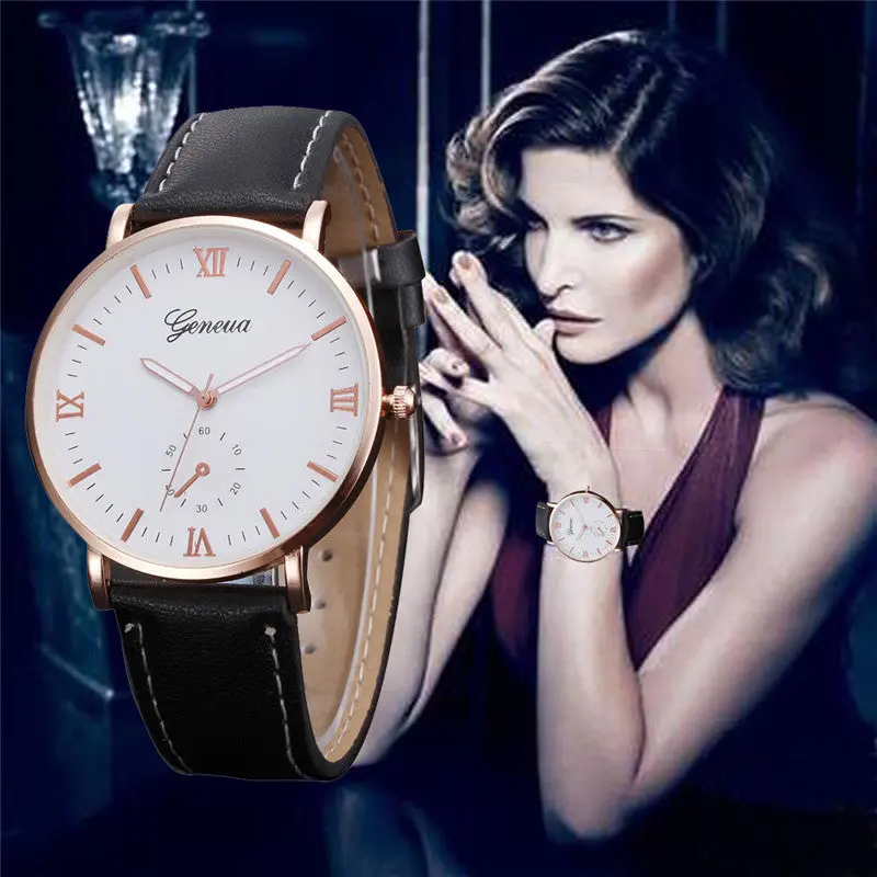 Womens Business Watch Retro Design Leather Band Analog Alloy Quartz Wrist Watch Clock Women Relogio Feminino Ladies Watches 1
