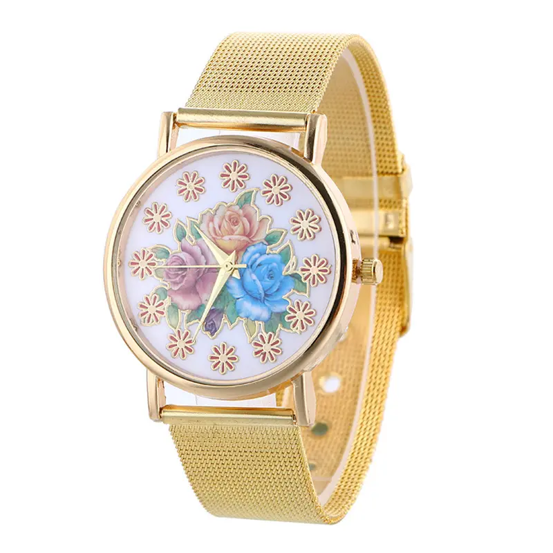 Women's Casual Watch Gold Mesh Band Watch Chronograph Quartz-Watch Stainless Steel Clock Women Ladies Feida 1
