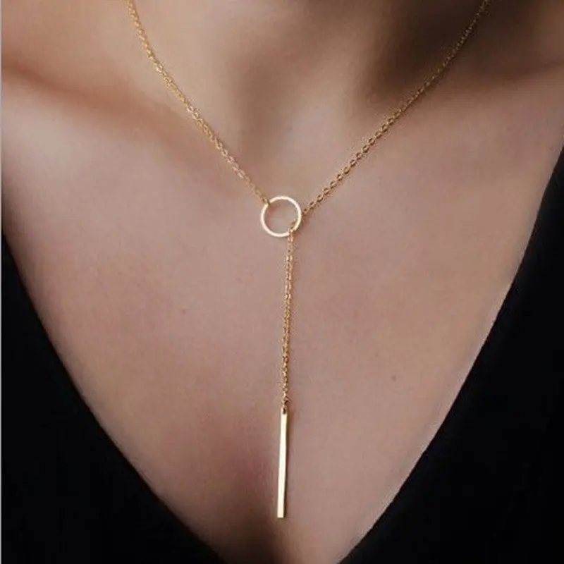 Womens Chic Y Shaped Circle Lariat Style Chain Korean Womens Long Necklace Jewelry Sweet Sweater Chains 1
