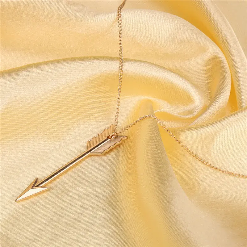 Womens Clothing Accessories Vintage Fine Jewelry Gold Bronze Retro Arrow Head Pendant Long Chain Necklace Women Collie Feidar 1