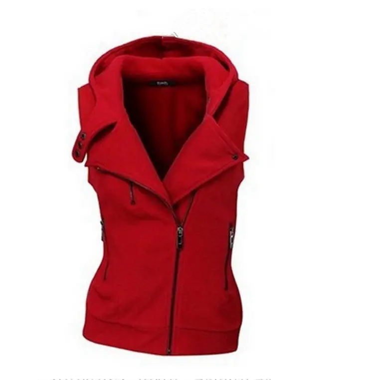 Women’s Color-Blocked Sleeveless Hoodie with Zipper and V-Neck – Modern Tank Top Style Sweatshirt