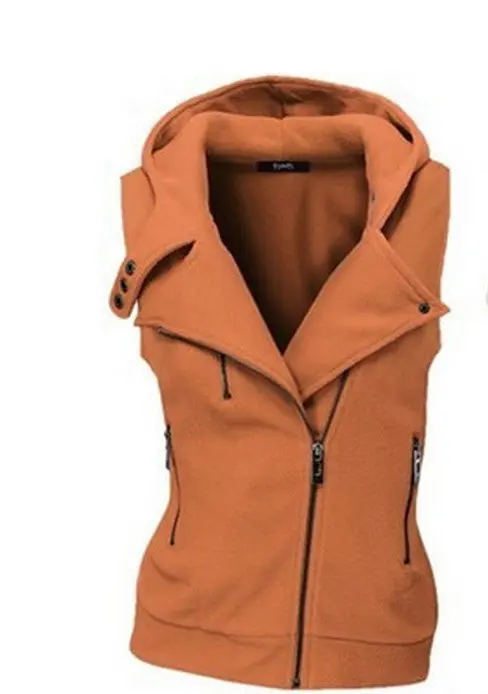 Women’s Color-Blocked Sleeveless Hoodie with Zipper and V-Neck – Modern Tank Top Style Sweatshirt