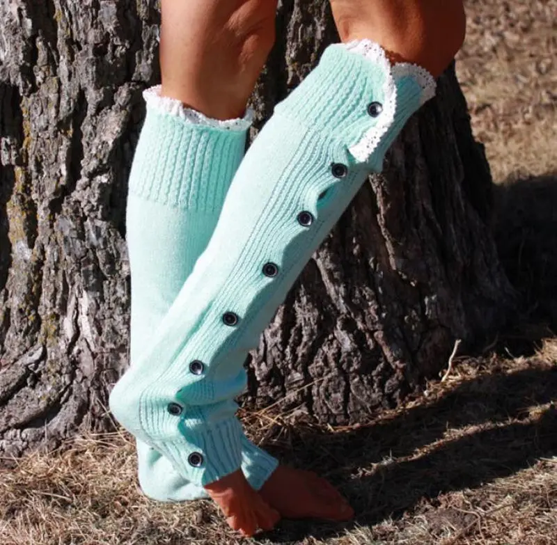 Women's Crochet Knitted Stocking Footless Leg Warmers Boot Lace Trim Thigh High Fast Shipping 1