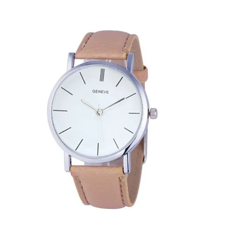 Womens Dress Watch Elegant Clock Retro Design Pu Leather Band Analog Alloy Quartz Wrist Watches Reloj 1