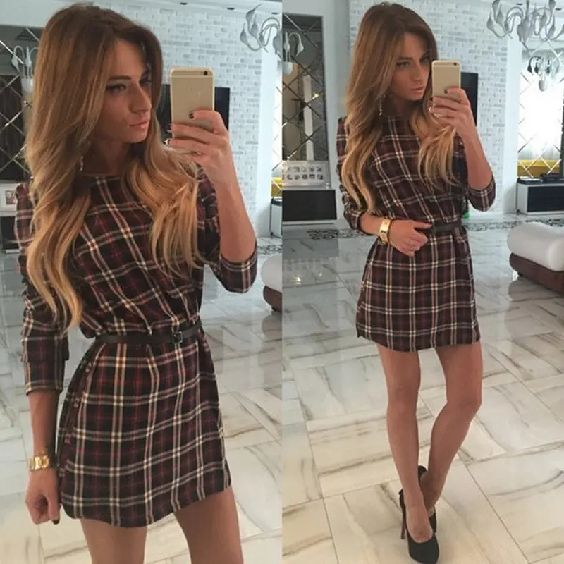 Women's Dresses Women Casual Lattice Long Sleeve Red Dress Sexy Women Dresses Vintage Office Dresses Clothes For Women 1