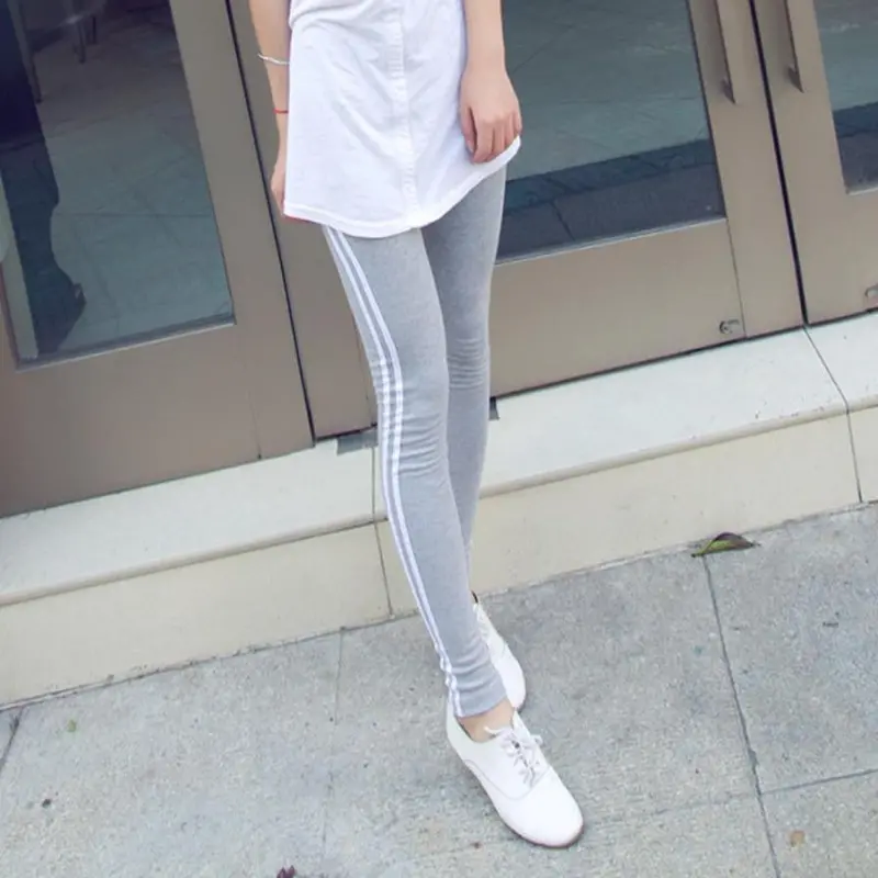 Women's Elastic Skinny Slim Pencil Pants Solid Candy Color Mid Knitted Cotton Trousers Full Length Leggings 1