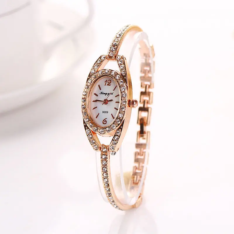 Womens Elegant Watch Women's Rhinestone Crystal Watch Stainless Steel Wristwatch Bling Bling Bracelet Clock Montre Mujer 1