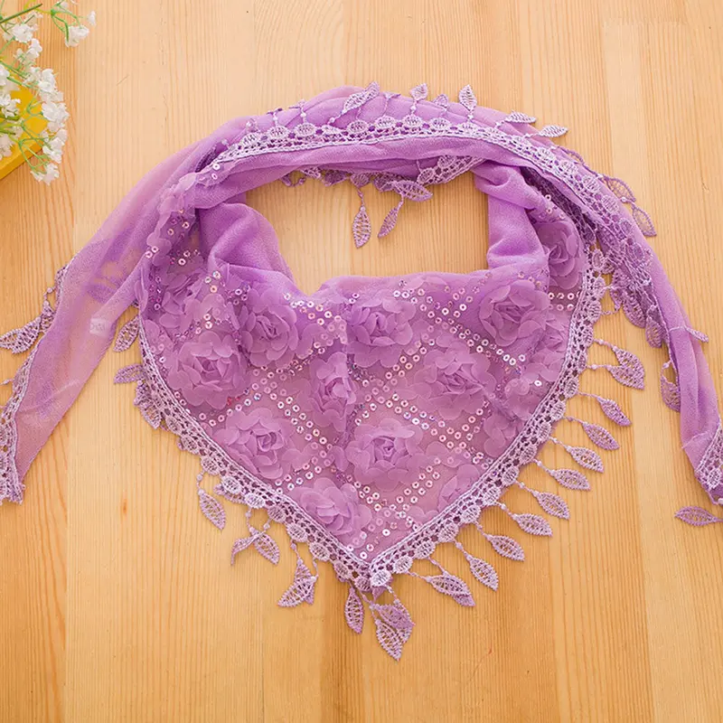 Women's Embroidered Trigonometric Cape Scarf Bib Tassel Silk Scarf Shawl Printed Polyester 3