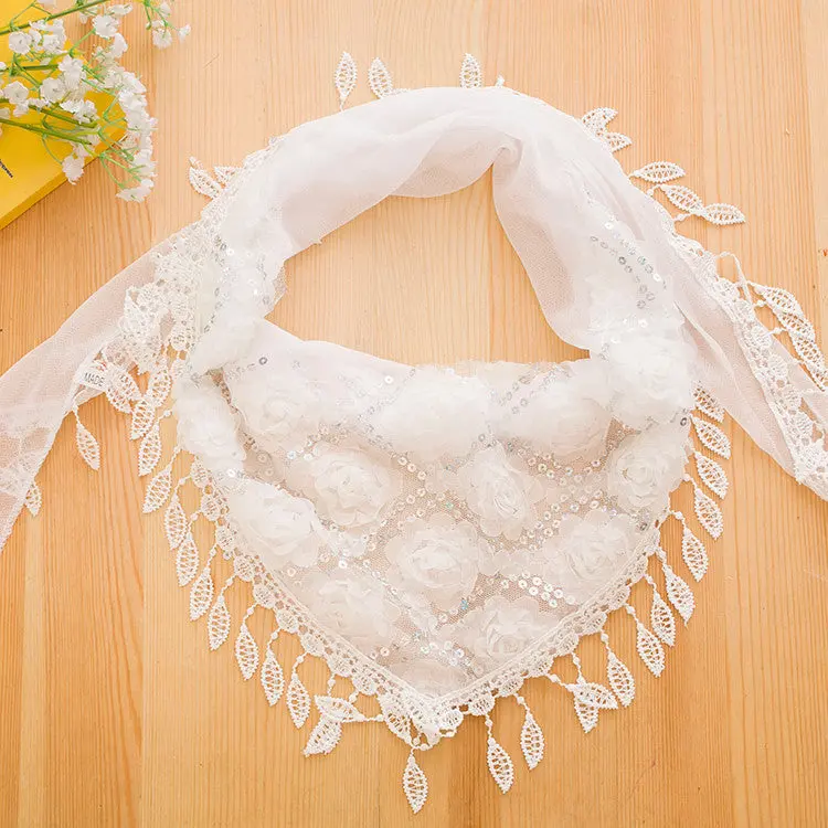 Women's Embroidered Trigonometric Cape Scarf Bib Tassel Silk Scarf Shawl Printed Polyester 4