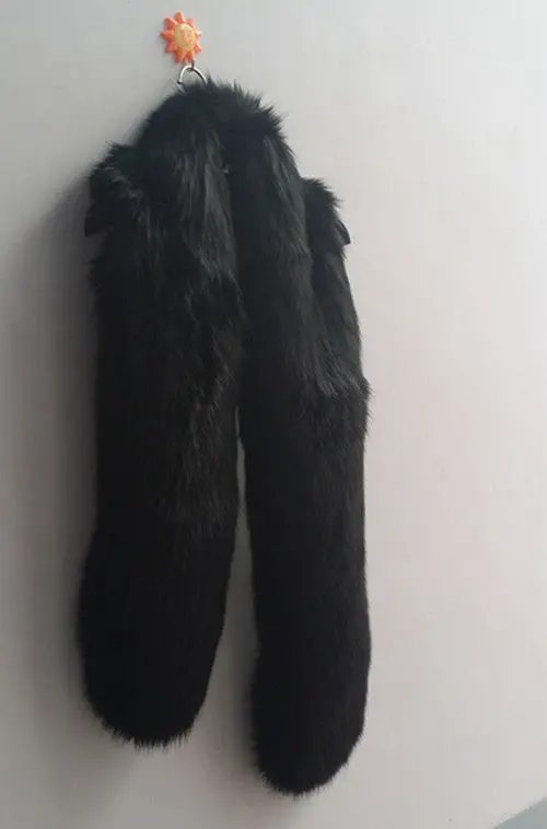 Women's Faux Fox Fur Scarf Collar Faux Fur Raccoon Wool Shawl Cap Scarves False Collar Black Brown White 1