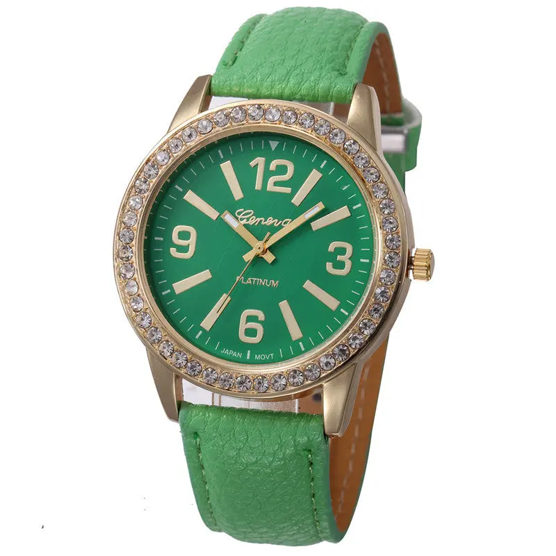 Women's Geneva Watch Stainless Steel Analog Leather Quartz Wrist Watches Feida 4