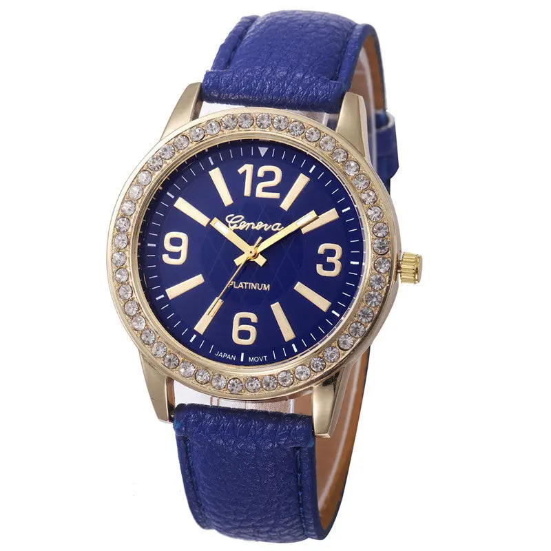 Women's Geneva Watch Stainless Steel Analog Leather Quartz Wrist Watches Feida 7