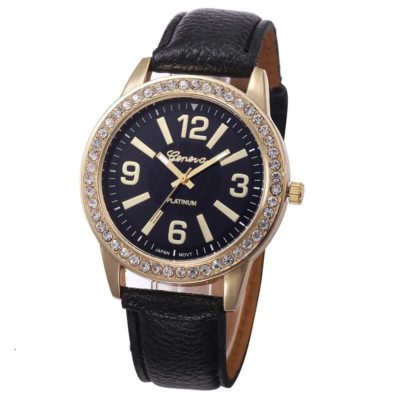 Women's Geneva Watches Orologi Donna Stainless Steel Analog Leather Quartz Relojes Ladies Wrist Watches Casual Montre 1