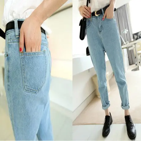 Womens Jeans Plus Size Woman Jeans Vintage Loose Light Blue Harem Pants Boyfriend Jeans For Women Lady S M L Xl 1