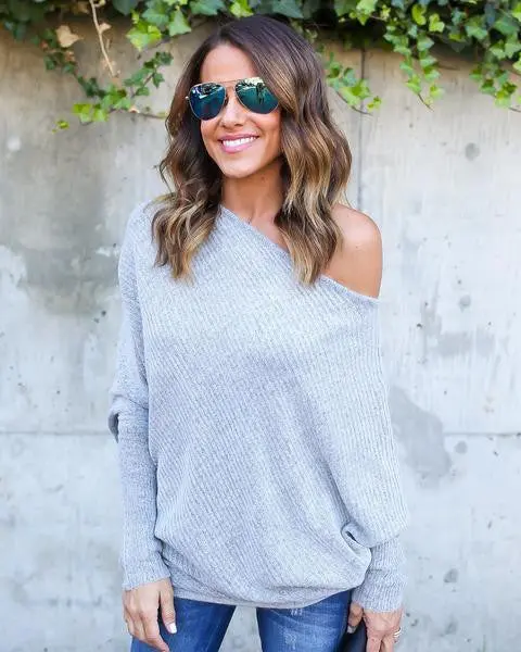 Womens Knitted Sweaters Loose Casual Knit Sweater Pullover 3 Colors Long Sleeve Sweater Tops Plus Size Gv407 5