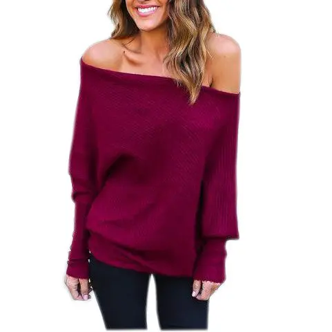Womens Knitted Sweaters Loose Casual Knit Sweater Pullover 3 Colors Long Sleeve Sweater Tops Plus Size Gv407 6