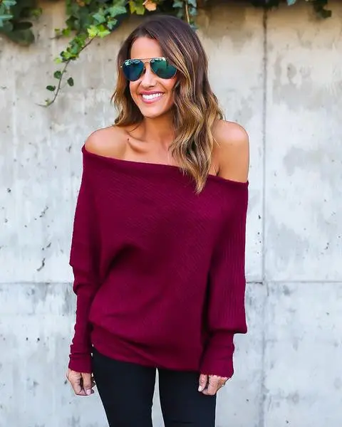 Womens Knitted Sweaters Loose Casual Knit Sweater Pullover 3 Colors Long Sleeve Sweater Tops Plus Size Gv407 9