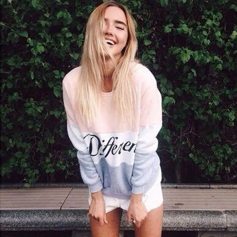 Womens Letters Printed Long Sleeve Sweatshirt Pullover Shirt Tops Blouse 1