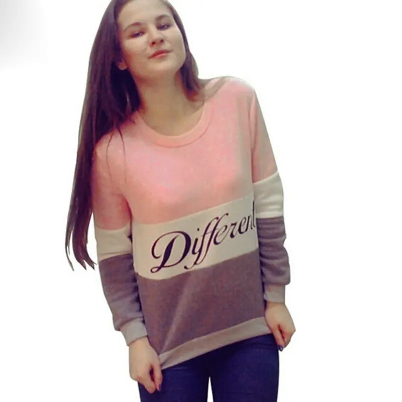 Womens Letters Printed Long Sleeve Sweatshirt Pullover Shirt Tops Blouse 2