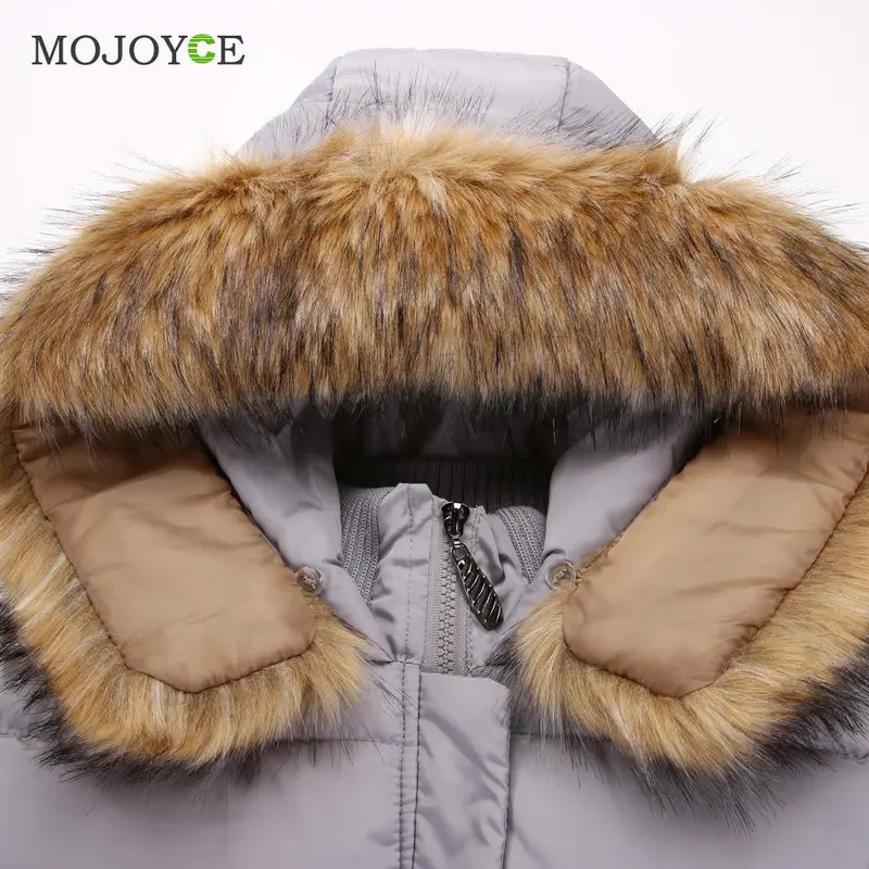 Women's Long Down Coat Thick Slim Hooded Plus Size Women Down Cotton Parka Long Fur Collar Hooded Coat Jacket Outwear 8