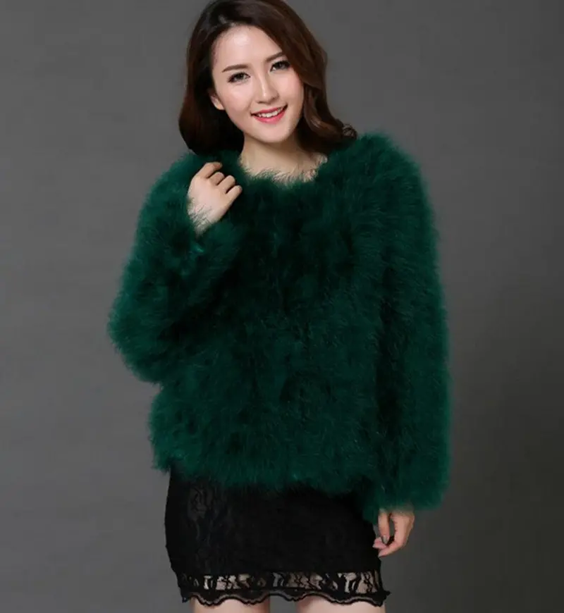 Women's Long Hairy Shaggy Faux Ostrich Fur Jacket Short Warm Coat Faux Flamingo Fur Outwear Angelababy 18