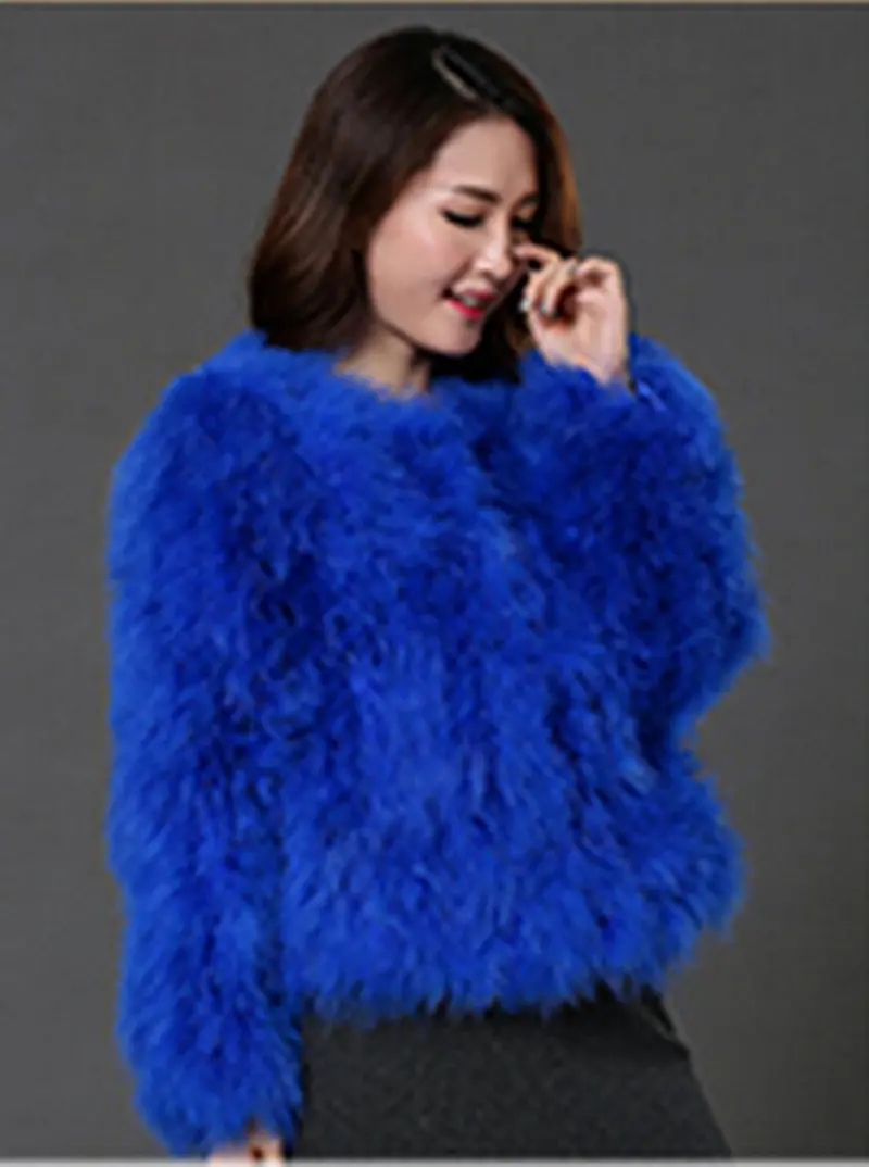 Women's Long Hairy Shaggy Faux Ostrich Fur Jacket Short Warm Coat Faux Flamingo Fur Outwear Angelababy 9