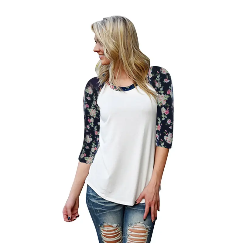 Womens Long Sleeve Blouse Patchwork Printed Shirt Casual Blouse Loose Tops Loose Plus Size Blusa Clothing 1