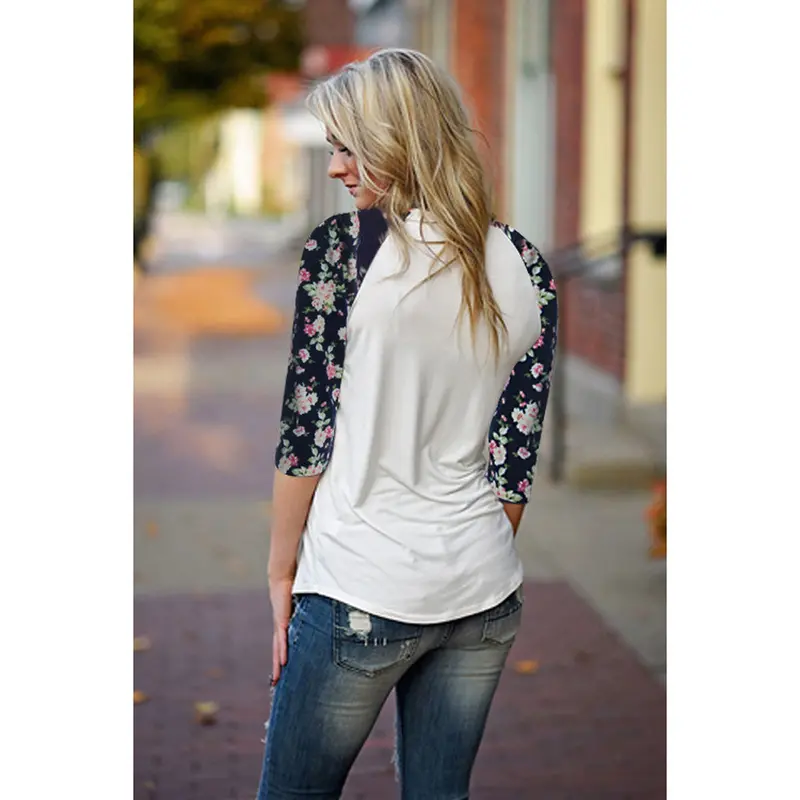 Womens Long Sleeve Blouse Patchwork Printed Shirt Casual Blouse Loose Tops Loose Plus Size Blusa Clothing 2