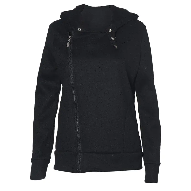Womens Long Sleeve Pullover Shirt Side Zipper Pocket Hooded Tops 1