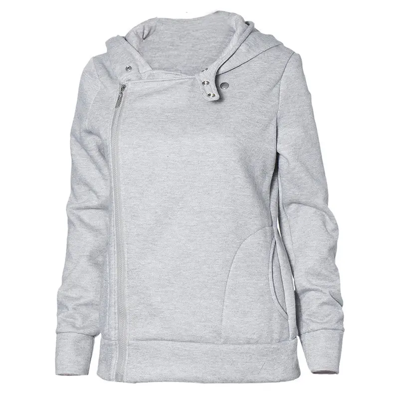 Womens Long Sleeve Pullover Shirt Side Zipper Pocket Hooded Tops 5