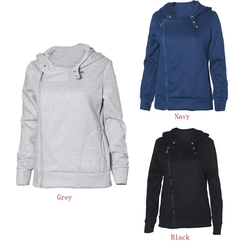 Womens Long Sleeve Pullover Shirt Side Zipper Pocket Hooded Tops 5