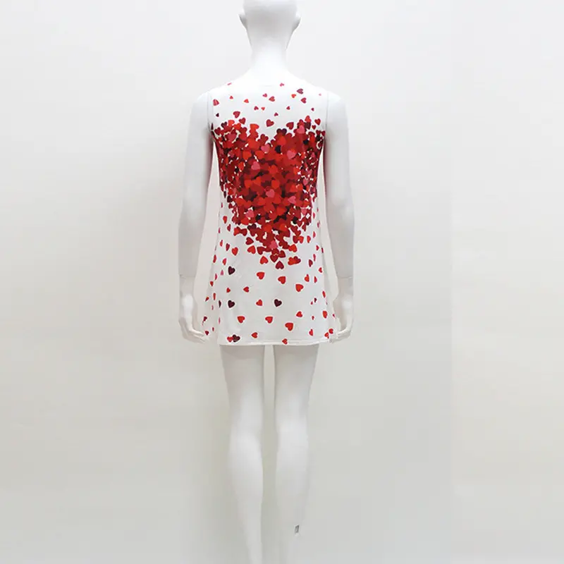 Women's Loose Casual Gown & Robe Heart Pringting Large Size Dress Vintage Clothes Vestidos 4