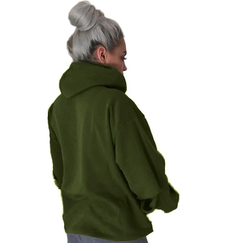 Women's Loose Casual Long Sleeve Hoodie Sweatshirt Jumper Army Green Pullover Tops Shirt Fast Shipping Feida 3