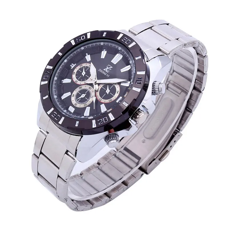 Womens Mens Stainless Steel Watches Retro Quartz Analog Wrist Watch Feida 1