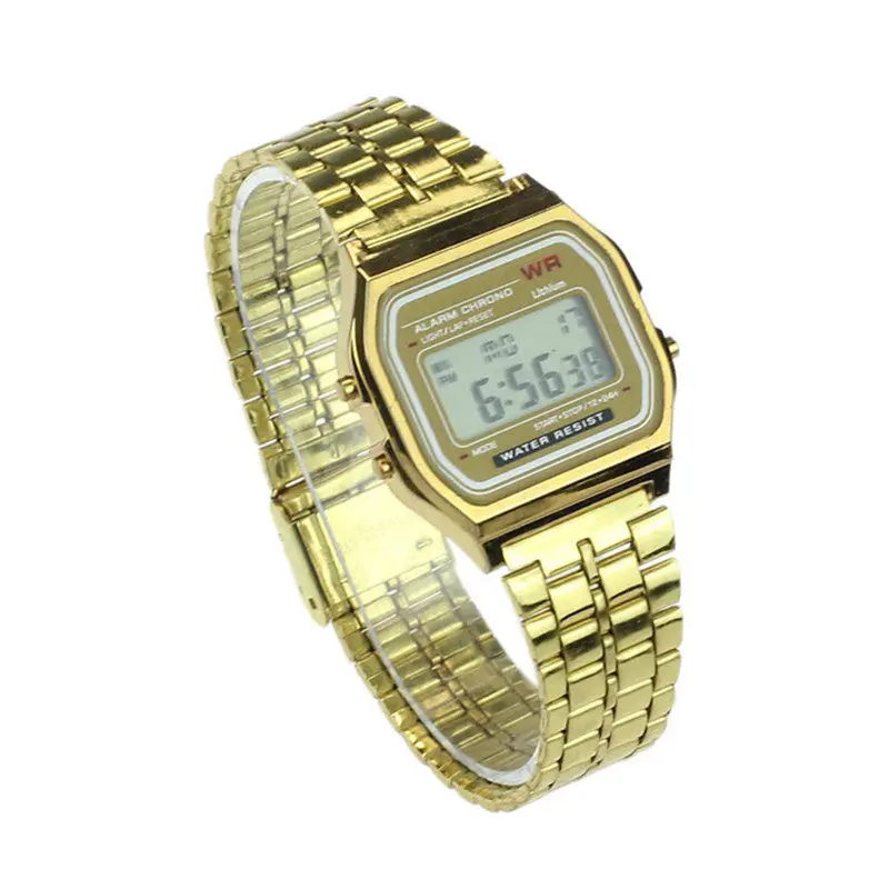 Womens Mens Watches Top Luxury Full Stainless Steel Vintage Digital Relogio Masculino Alarm Stopwatch Gold Watch Feida 2