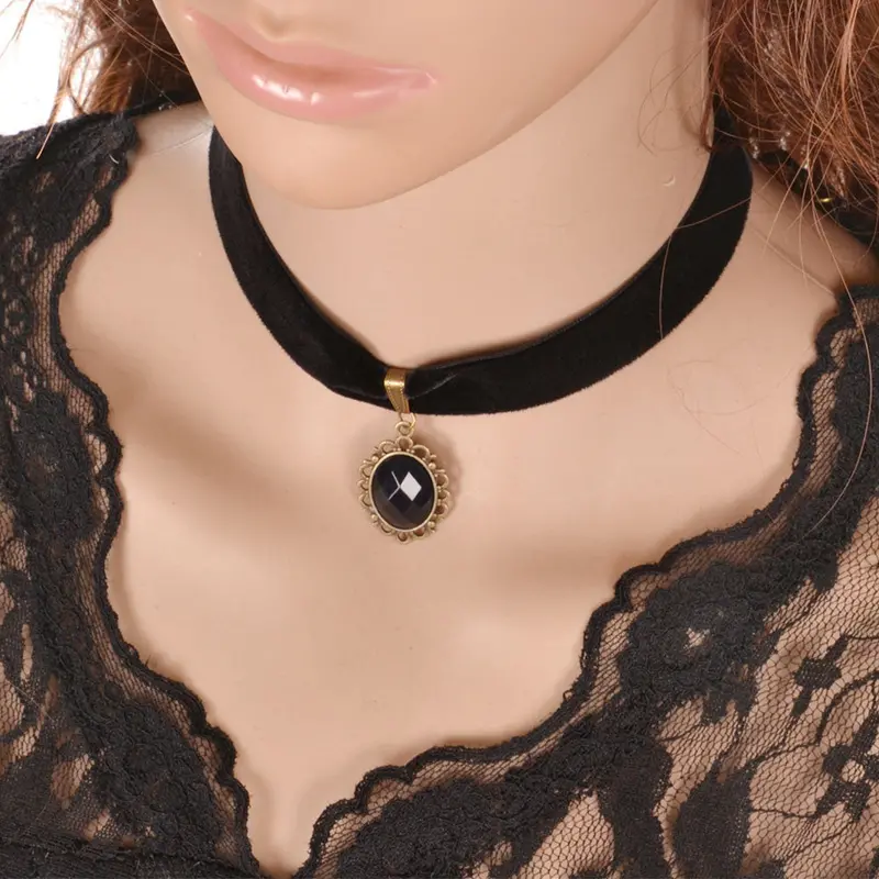 Women's Necklace Chokers Black Lace Collar Choker Statement Bib Pendant Jewelry Gift For Girl 2