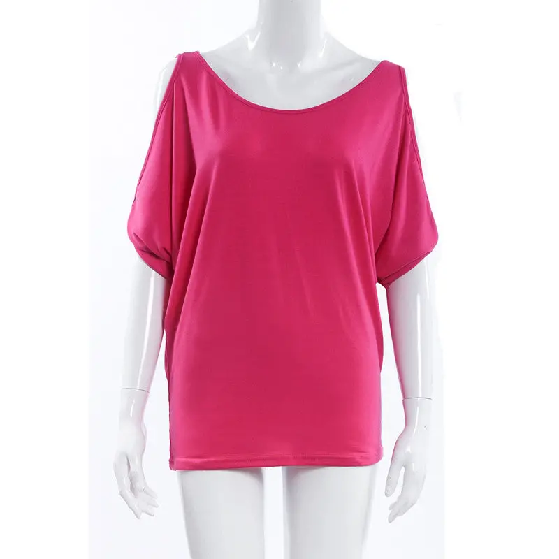 Womens Off Shoulder T Shirt Plus Size Women Clothing Loose Sleeve Cut Tee Shirt Femme Women Tops T Shirts For Women 6