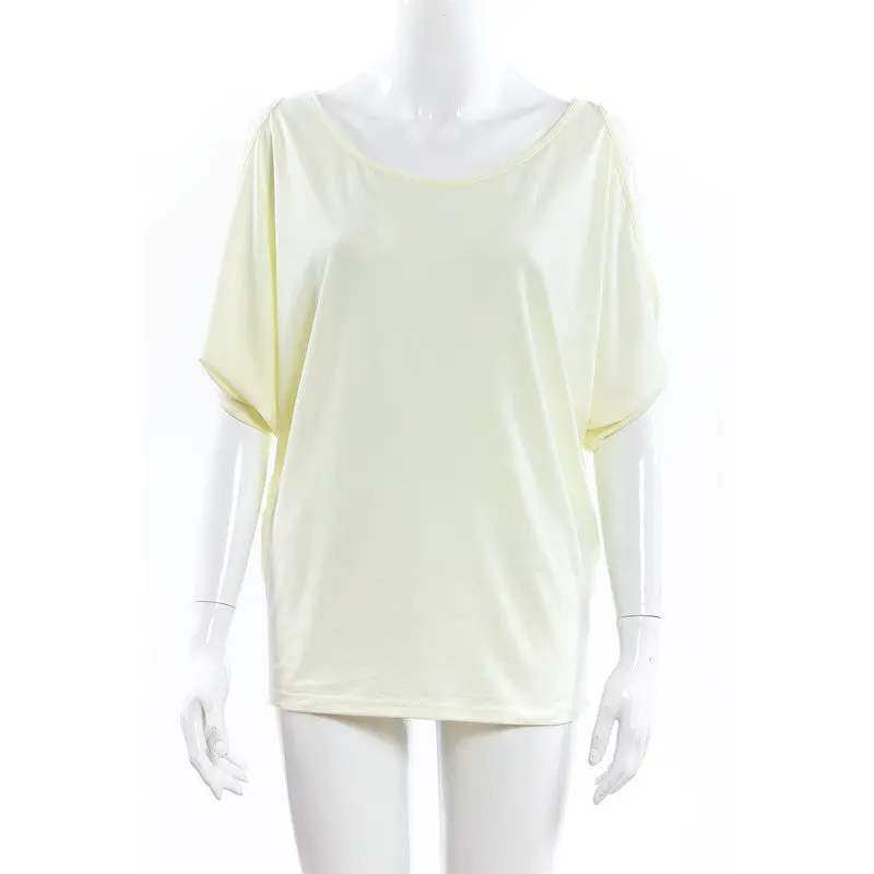 Womens Off Shoulder T Shirt Plus Size Women Clothing Loose Sleeve Cut Tee Shirt Femme Women Tops T Shirts For Women 7