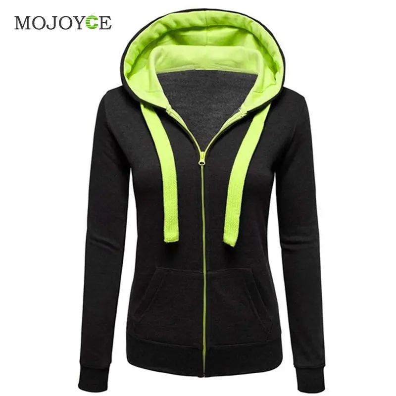 Womens Plain Hooded Jumper Jacket Fleece Long Sleeves Zip Top Warm Hoodie Sweatshirt Hooded Jacket Coat Clothing 1