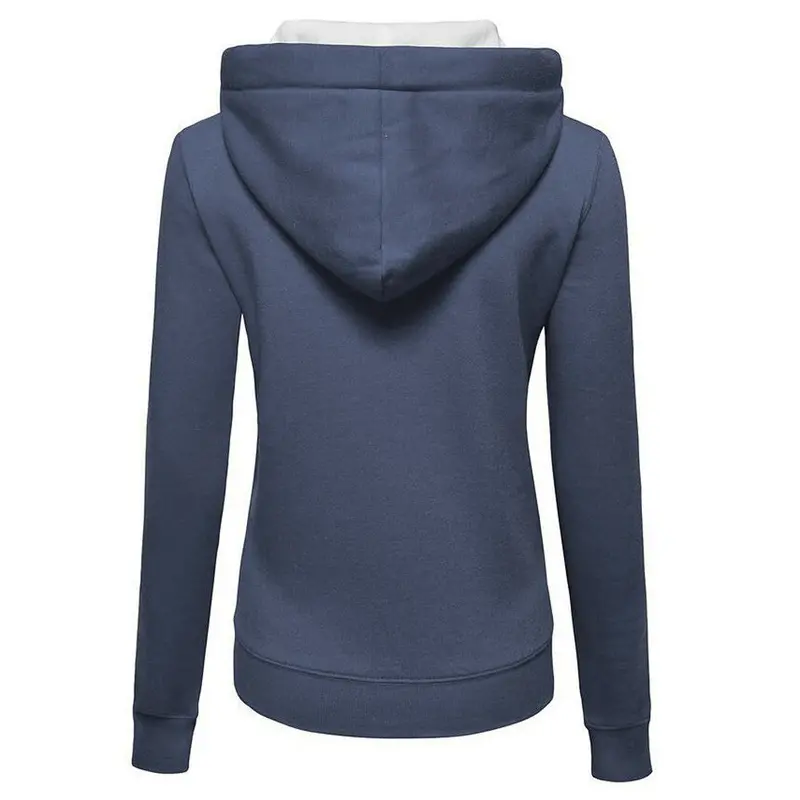 Womens Plain Hooded Jumper Jacket Fleece Long Sleeves Zip Top Warm Hoodie Sweatshirt Hooded Jacket Coat Clothing 9