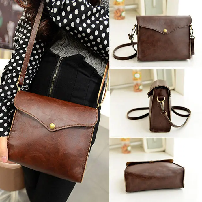 Womens Pu Leather Shoulder Bag Satchel Handbag Tote Messenger Vintage Lady Bags Black Brown 1