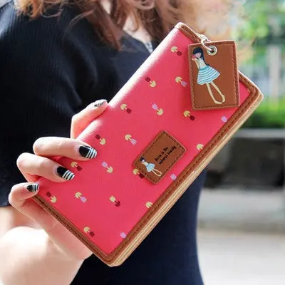Women's Purse Lady Women Pu Leather Long Purse Wallet Clutch Zip Bag Card Holder 2