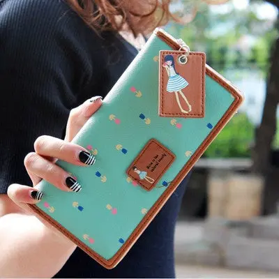 Women's Purse Lady Women Pu Leather Long Purse Wallet Clutch Zip Bag Card Holder 4
