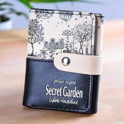 Women's Purse Secret Printing Coin Purse Short Design Carteira Wallet Card Holders Handbag 1